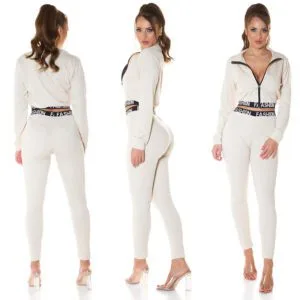 2 Pieces Loungewear Set Jacket + Leggings Beije