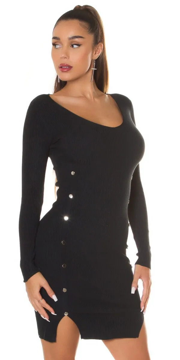 V-neck Dress with Metal Rivets