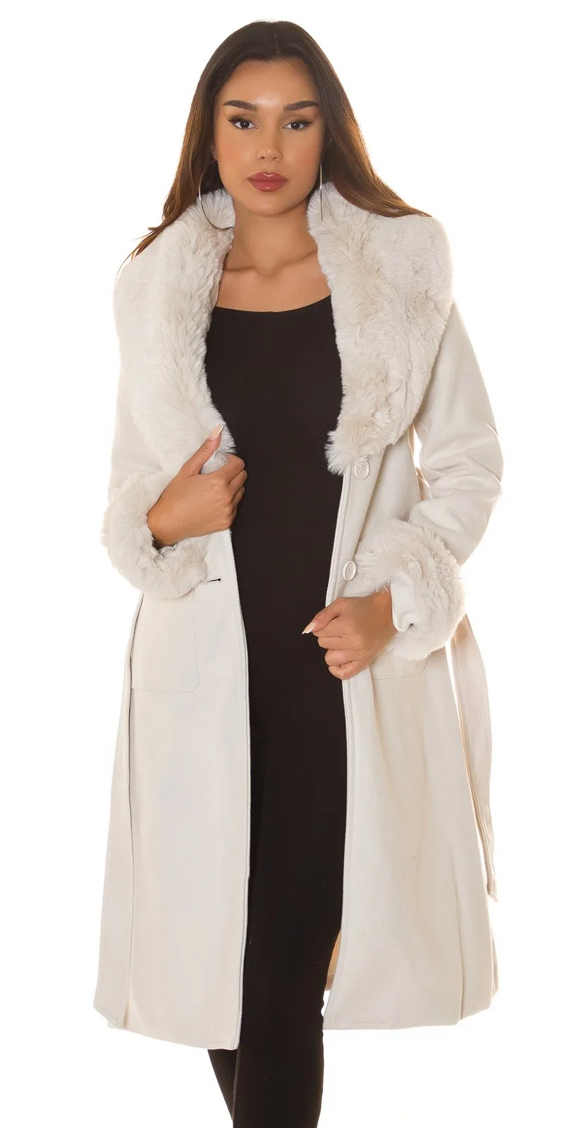 Winter coat with faux-fur details - Image 3