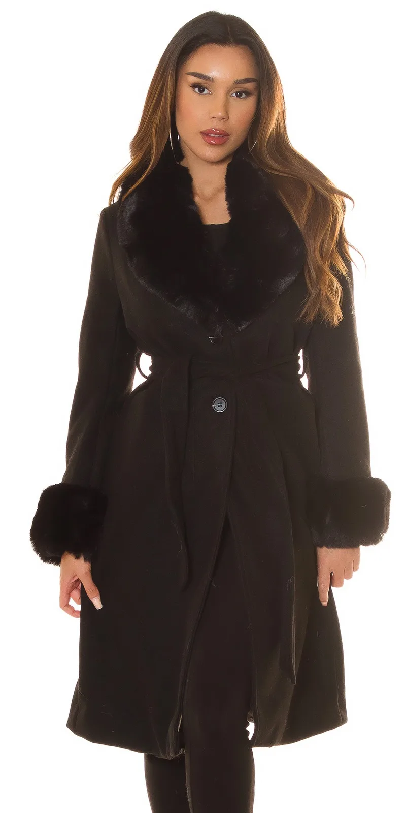 Winter coat with faux-fur details - Image 5