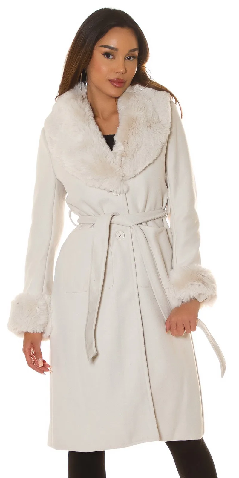 Winter coat with faux-fur details
