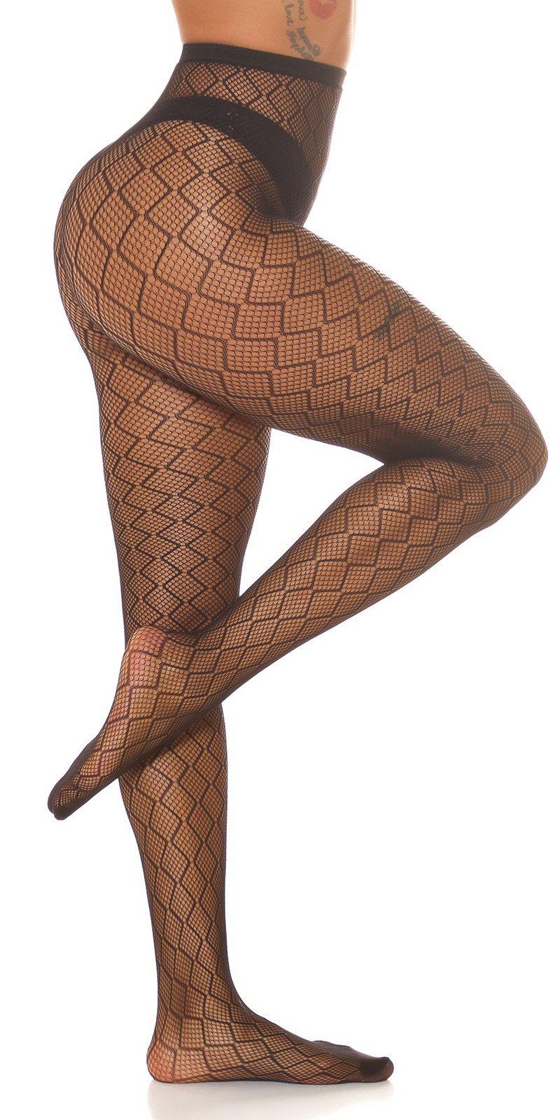 Fishnet tights with pattern black